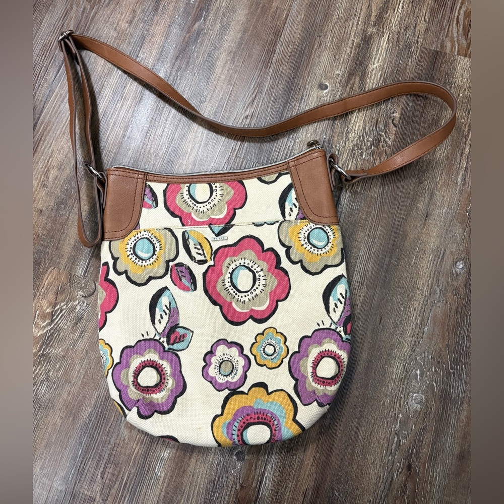 Relic Cotton Canvas Multicolor Floral Cross-Body Purse Medium Bag Boho Casual
